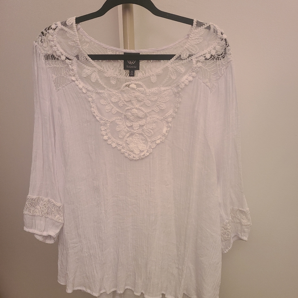 White flowy top